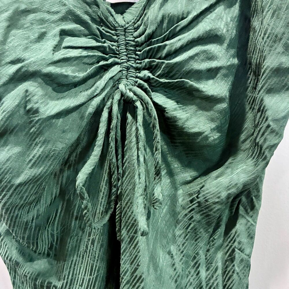 Bond 73 Silk Blend Emerald Green Ruched Tie Bust Slip Dress Y2K Fairy Grunge M - Picture 4 of 12